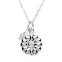cadena de plata 925 con colgante de flor y perla