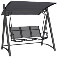outsunny columpio de jardin de 3 plazas con techo ajustable upf50 asiento transpirable carga 360 kg 188x130x183 cm gris