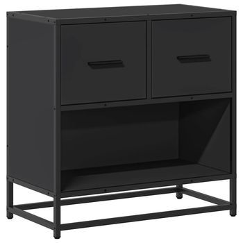 Mesita De Noche | Mesilla De Noche Negra 60x31x60 Cm Madera Procesada Y Metal