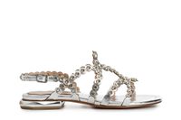 sandalias de tiras multiples y pedreria silver 36