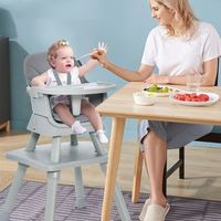 trona bebe convertible 6 en 1 silla alta comedor set mesa silla ninos bandeja cojin desmontables gris 58x58x98 cm
