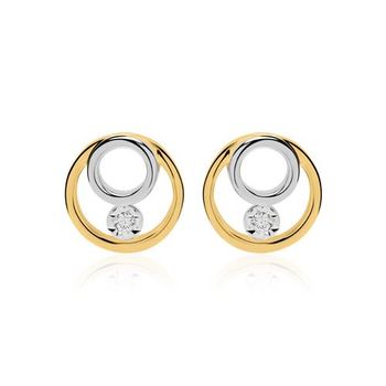 Pendientes circulares de oro 14 quilates con diamantes