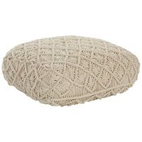 puf de algodon beige 50 x 50 cm cojin de asiento piso macrame berrechid