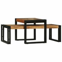 mesa de cafe 2 pcs marron madera de acacia solida vidaxl