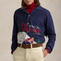 polo ralph lauren classic fit ski print chambray shirt - xl
