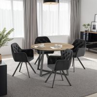 4 sillas de comedor 360 con reposabrazos y de terciopelo negro