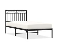 estructura de cama con cabecero metal negro 90x190 cm con cabecero