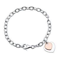 pulsera de plata 925 corazones bicolor grabable