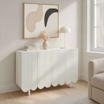 Consola blanca con 3 puertas onduladas