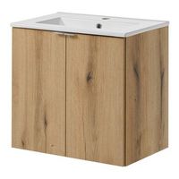mueble de bano newport con lavabo y 2 puertas 60x57x39cm- efecto roble encasa