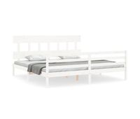 estructura de cama con cabecero madera maciza blanco 200x200 cm bajo