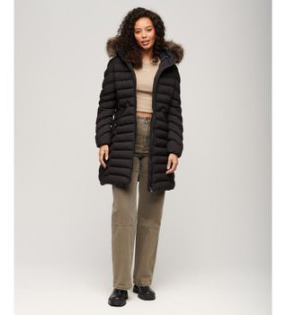 Superdry para mujer. W5011789A Chaqueta Fuji negro (L), Casual, Poliéster