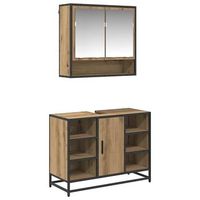 juego de muebles de bano 2 uds roble artisan 80 x 33 x 60 cm vidaxl