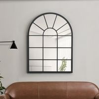 espejo de pared villalago cuadriculado en forma de ventana mdf 80 x 60 cm - negro mate encasa
