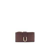 cartera grande con cremallera efecto piel con grano bordeaux taglia unica
