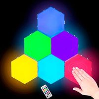 juego de 6 luces led conectables entre si para colgar en la pared o de sobremesa con mando a distancia y control tactil individual 10x35x9 cm color multicolor