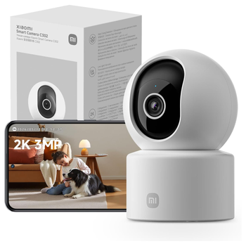 Xiaomi Smart Camera C302 - Cámara de Vigilancia Interior 2K 3MP 360° | Detección y Seguimiento Personas/Mascotas | Barrera Virtual | Visión Nocturna Starlight | Audio Bidireccional | Wi-Fi 6 | Alertas