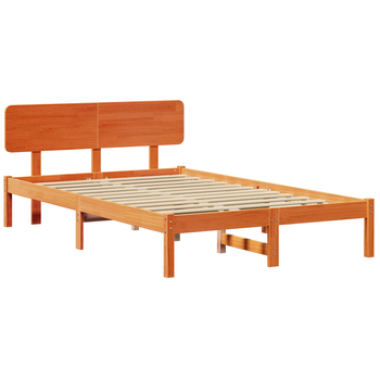 Cama Matrimonial | Cama Doble | Estructura De Cama Con Cabecero Marrón Encerado 120x190 Cm Madera Maciza De Pino Cfw31468