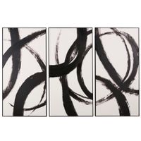 cuadro cuadro triptico abstracto pintado en blanco y negro 200 x 130 cm