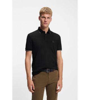 BOSS para hombre. 50507699 Polo Passertip negro (S), Casual, Sintético, Manga corta