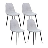 conjunto de 4 sillas de comedor tapiceria de poliester patas de hierro negro sin reposabrazos comedor gris crandall