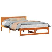 estructura de cama con cabecera marron cera 160 x 200 cm vidaxl