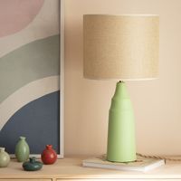 ledkia lampara de mesa metal y tela muka verde menta