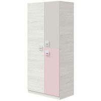 armario infantil juvenil pastel pink - color - multicolor rosa pastel 90x200x52 cm