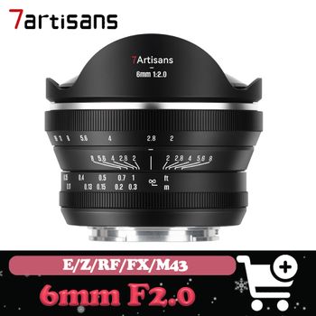 7artisans Lente Ojo de Pez Gran Angular de 6mm F2.0 APS-C con Enfoque Manual, compatible con Sony A6400, Canon R5, Fuji X-T1