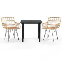 juego de comedor de jardin 3 uds  conjunto mueble jardin mesa y sillas ratan sintetico