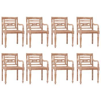 Sillas Batavia 8 Uds Madera Maciza De Teca Encalada Vidaxl
