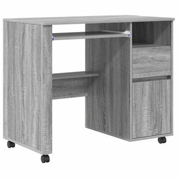 Escritorio Con Ruedas Gris Sonoma Madera De Ingeniería Vidaxl
