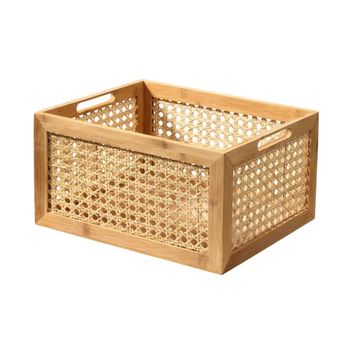 Caja grande de bambú y ratán - l35x28x18cm