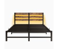 cama 140x200 - led usb metal almacenamiento bajo cama - negro marron