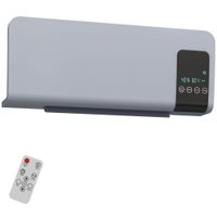 homcom calefactor electrico de pared 1000w2000w estufa con pantalla led y mando a distancia 545x12x215 cm gris   aosom espana