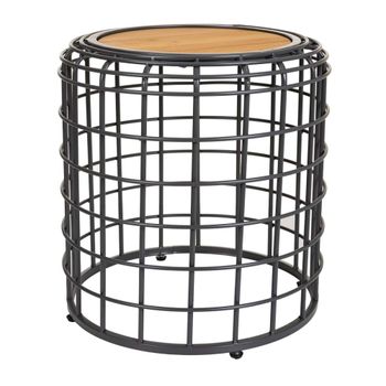 Mesa de centro de metal y madera negra 44x44x45