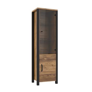 Vitrina 2 puertas tableros de aglomerado laminados madera y negro