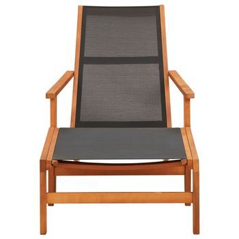 Silla De Jardín | Silla De Exterior | Sillón Con Reposapiés Madera De Eucalipto Y Textilene