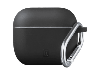 Funda - CellularLine Bounce, Compatible con AirPods Pro 3, Silicona, Con Gancho, Negro