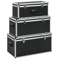 cajas de almacenamiento 3 unidades aluminio negro vidaxl