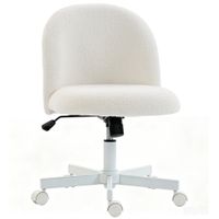 homcom silla de escritorio giratoria en sherpa con altura regulable funcion balanceo capacidad 120 kg crema   aosom espana