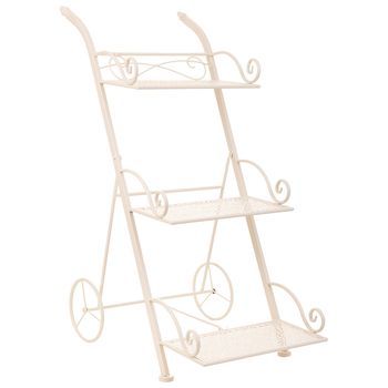 Carrito 3 Baldas Para Macetas De Forja Blanco