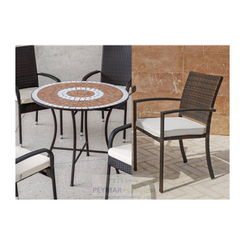 Conjunto Terraza Jardín Mesa Y 4 Sillones Mosaico Resistente
