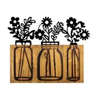 decoracion mural de madera y metal flores