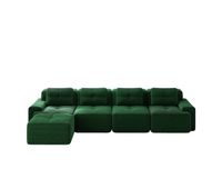 sofa modular 4 plazas - larga chaise longue profundo y comodo tapizado en corduroy - verde