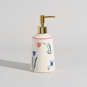 Dispensador de jabón de cerámica con flores
