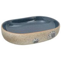 lavabo sobre encimera ovalado arena y azul ceramica 59x40x14 cm vidaxl