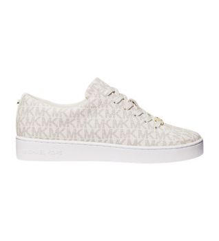 Michael Kors para mujer. 43R4KTFS1B Zapatillas Keaton con logotipo beige (39), Plano, Cordones, Casual