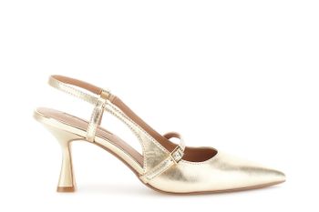 escote efecto piel sintética con hebilla light gold