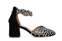 sandalias jaula cerrada por detras y triangulo de pedreria black